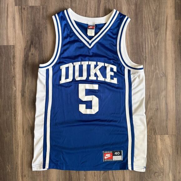 Vintage Nike Duke Basketball Tupac Jersey Men's Size 40 Stitched S/M Blue 20x30 - Picture 1 of 12